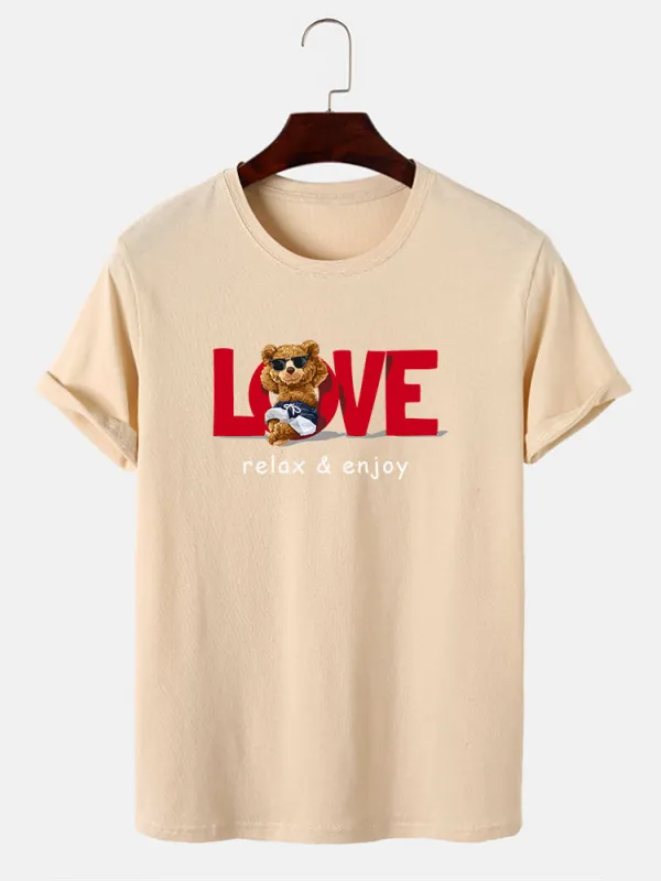 Relax Bear Print T-Shirt sold by Hoooyi