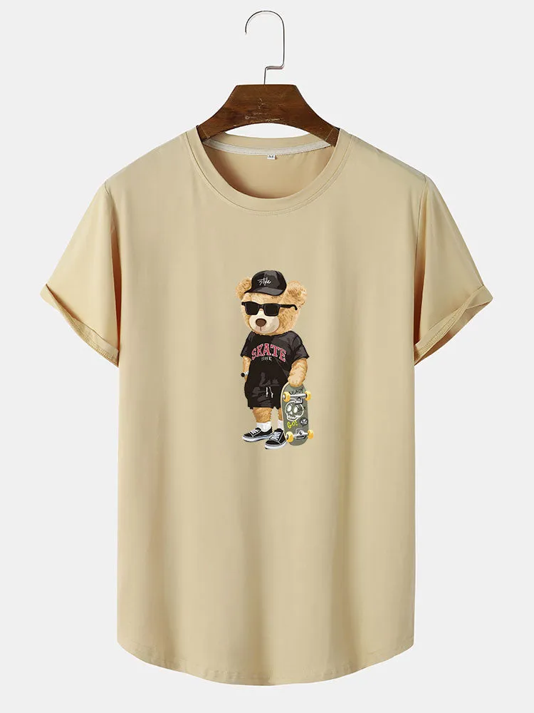 Skate Bear Print Arc Hem T-Shirt sold by Hoooyi product image thumbnail 3