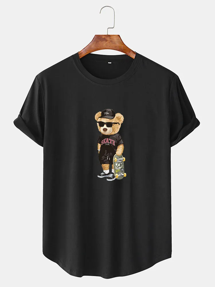 Skate Bear Print Arc Hem T-Shirt sold by Hoooyi product image thumbnail 2