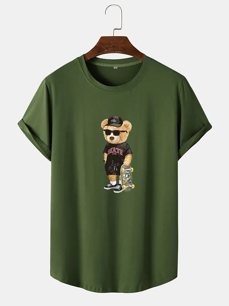 Skate Bear Print Arc Hem T-Shirt sold by Hoooyi product image thumbnail 5