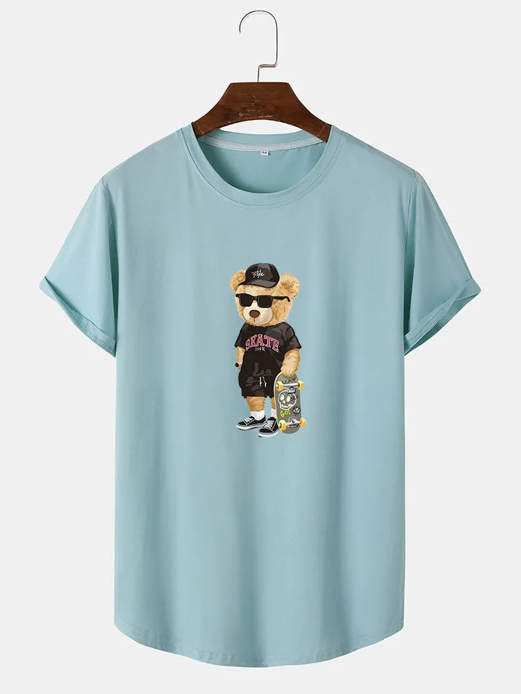 Skate Bear Print Arc Hem T-Shirt sold by Hoooyi product image thumbnail 4