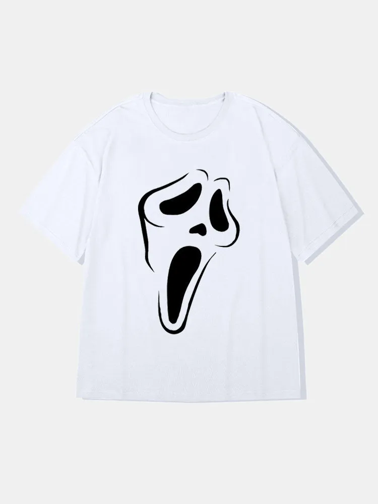 Scared Ghost Face Graphic T-Shirts sold by Hoooyi