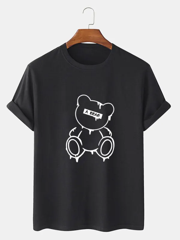 Melting Bear Print T-Shirt sold by Hoooyi