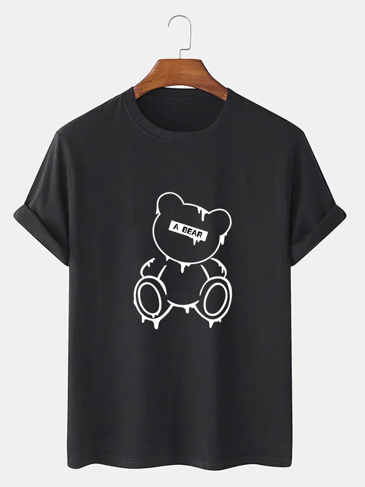 Melting Bear Print T-Shirt sold by Hoooyi