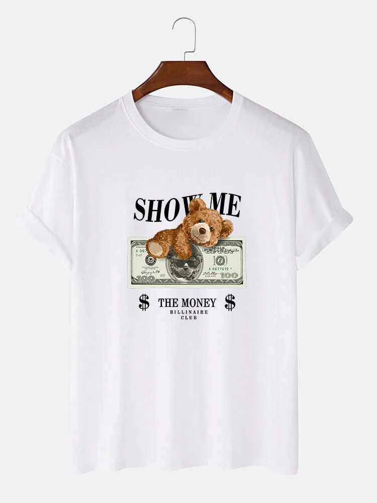 Money Bear Print T-Shirt sold by Hoooyi product image thumbnail 3