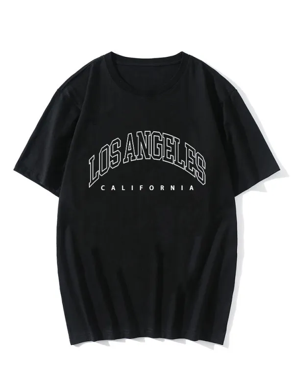 Los Angeles Letter Print T-Shirt sold by Hoooyi