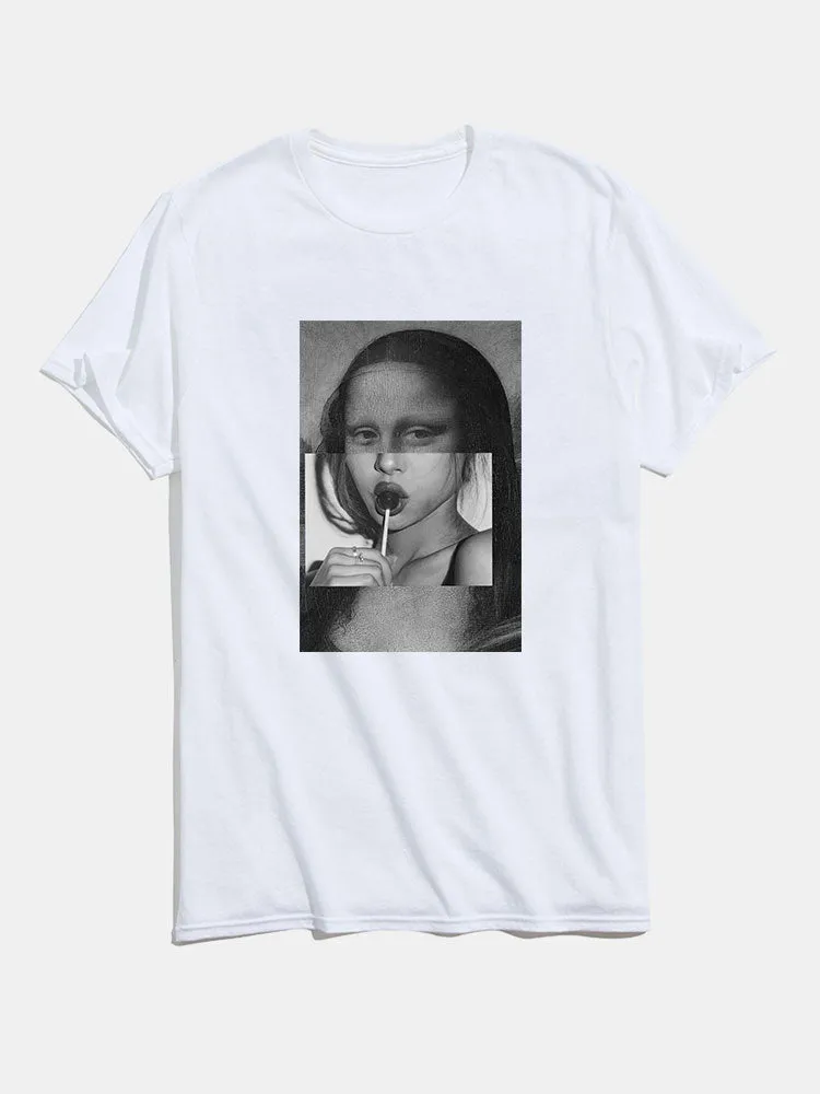 Mona Lisa & Candy Girl Funny T-Shirts sold by Hoooyi product image thumbnail 2