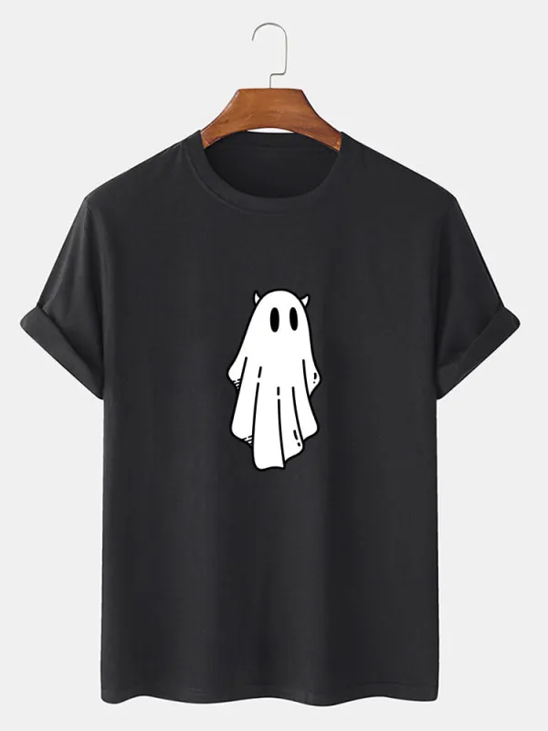 Halloween Cute Ghost Print T-Shirt sold by Hoooyi