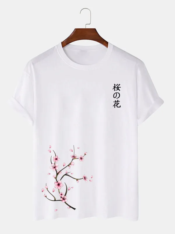 Japanese Cherry Blossoms Print T-Shirt sold by Hoooyi