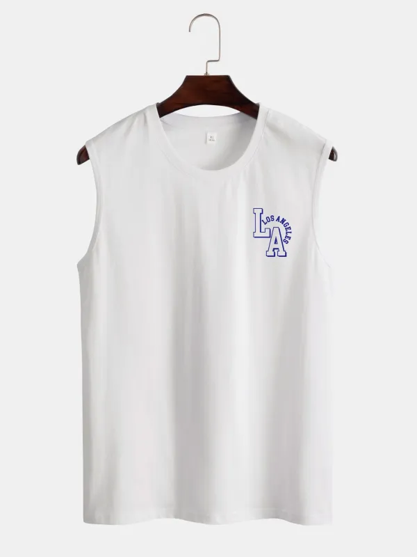 LA Letter Print Tank Top sold by Hoooyi