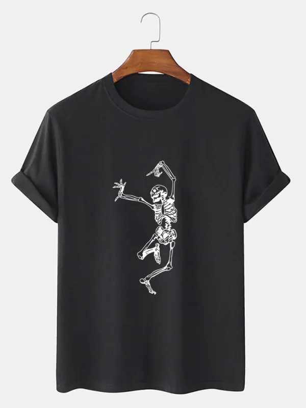 Dancing Skeleton Print T-Shirt sold by Hoooyi
