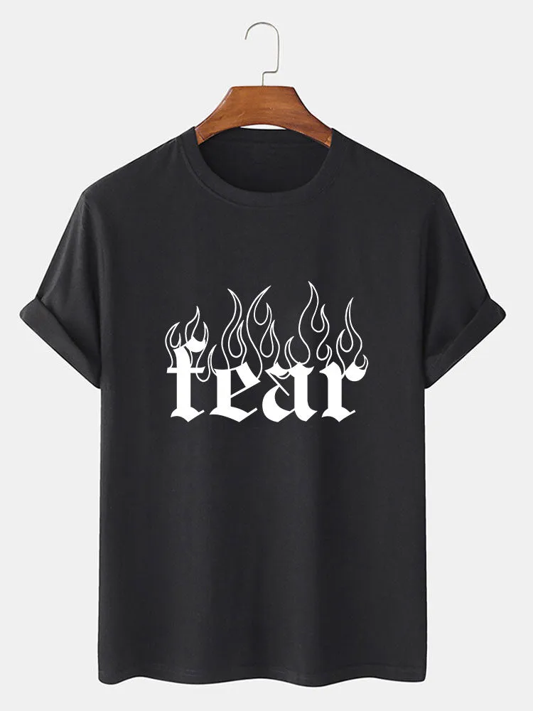 Gothic Flame Letter Print T-Shirt sold by Hoooyi