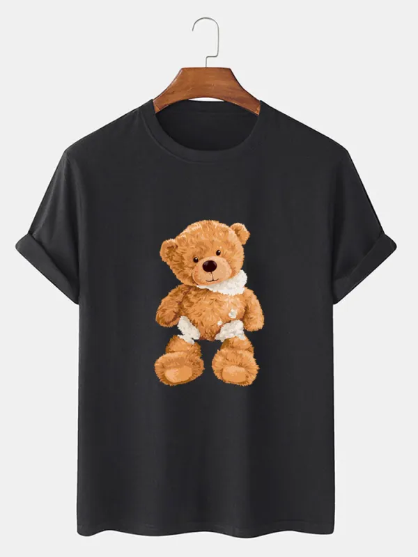 Damaged Bear Print T-Shirt sold by Hoooyi
