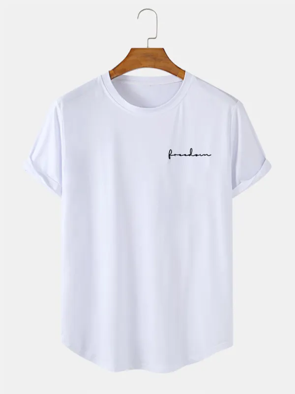Freedom Print Arc Hem T-Shirt made by Hoooyi