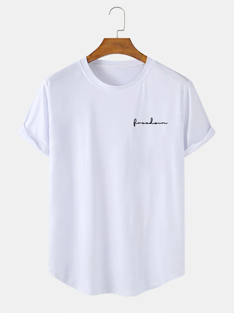 Freedom Print Arc Hem T-Shirt sold by Hoooyi