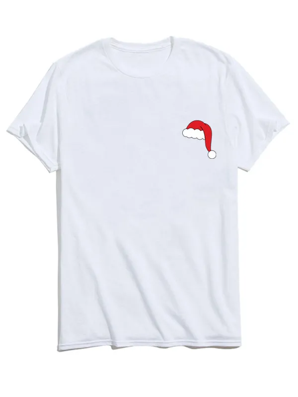 Christmas Santa Hat Print T-Shirt sold by Hoooyi
