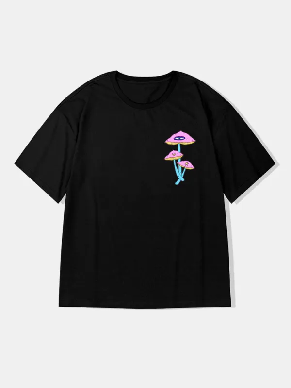 Fantasy Mushroom Graphic Cotton T-Shirts sold by Hoooyi