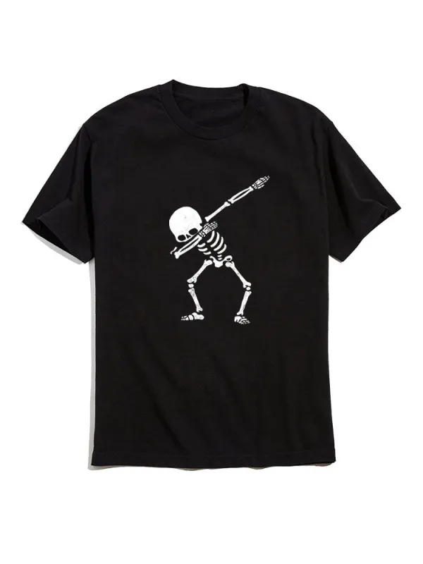 Cool Skeleton Graphic Crew Neck T-Shirts made by Hoooyi