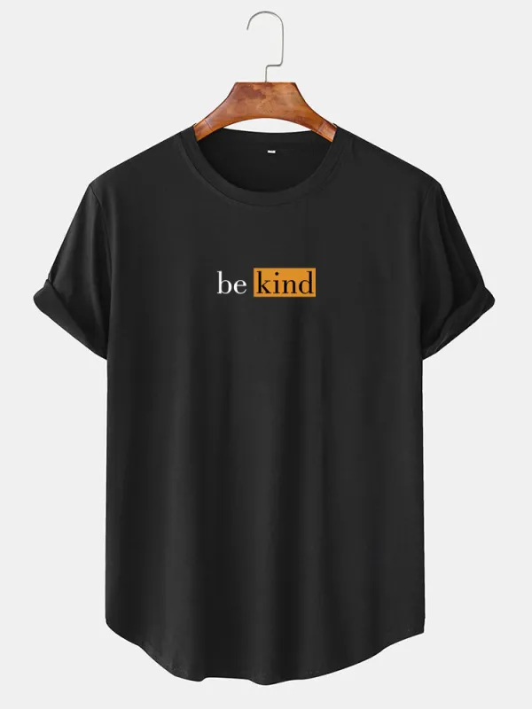 Be Kind Character Print Arc Hem T-Shirt sold by Hoooyi
