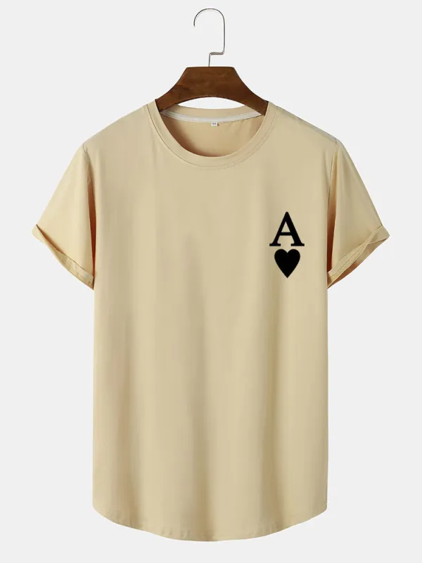 Ace of Spades Print Arc Hem T-Shirt sold by Hoooyi
