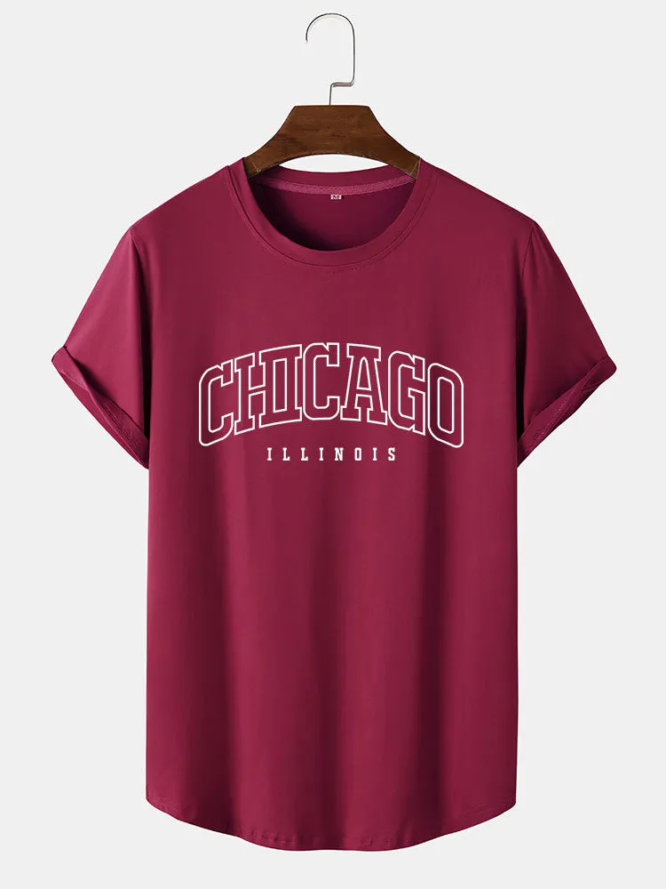 Chicago Print Arc Hem T-Shirt sold by Hoooyi product image thumbnail 4
