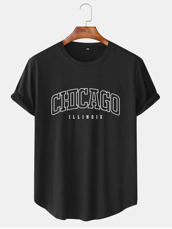 Chicago Print Arc Hem T-Shirt made by Hoooyi
