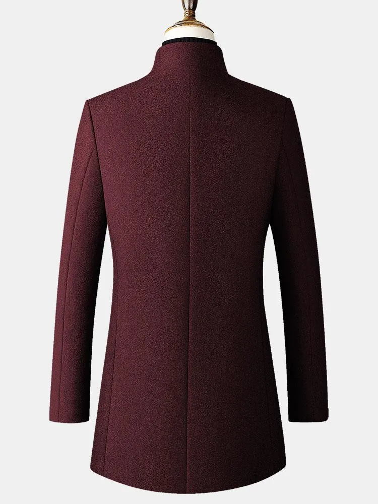 Funnel Neck Woolen Overcoat sold by Hoooyi product image thumbnail 5
