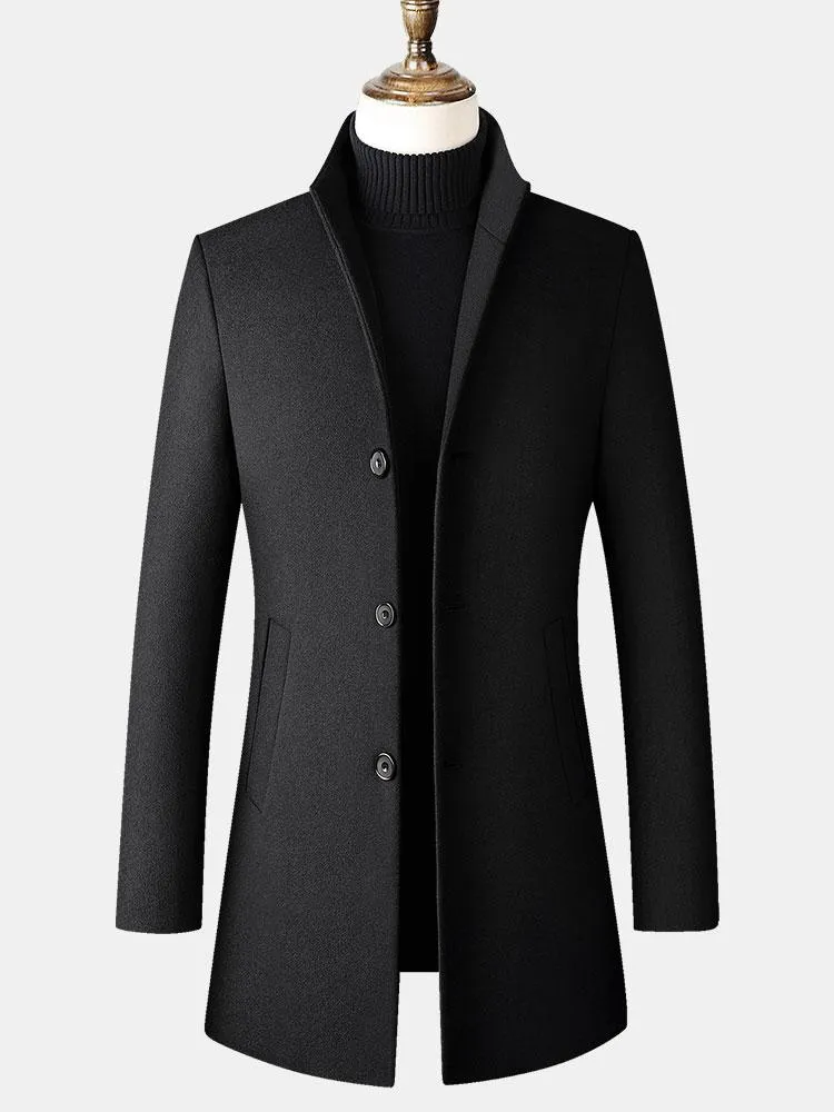 Funnel Neck Woolen Overcoat sold by Hoooyi product image thumbnail 3