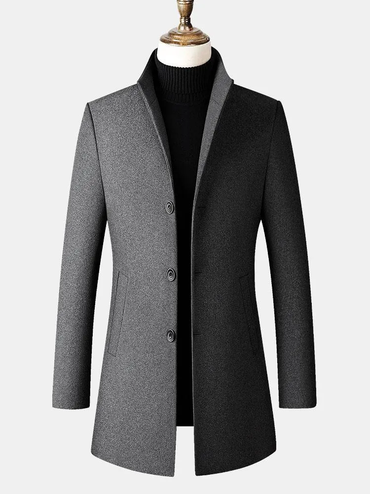 Funnel Neck Woolen Overcoat sold by Hoooyi product image thumbnail 2