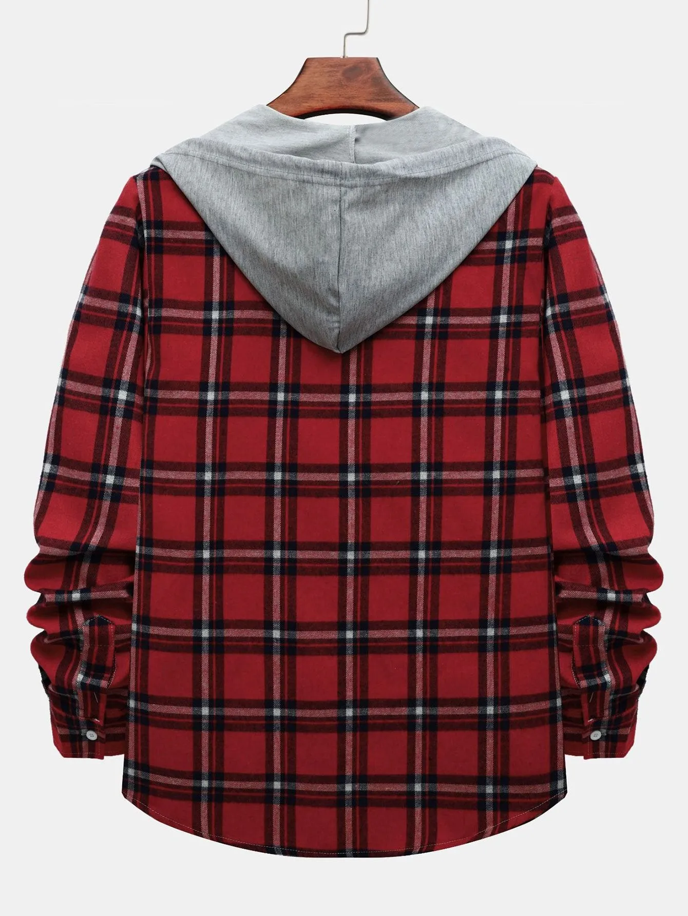 Contrast Hooded Button Up Shirt sold by Hoooyi product image thumbnail 4