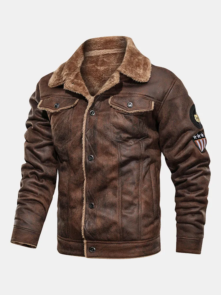 Regular Fit Faux Fur Lined Faux Suede Jacket sold by Hoooyi