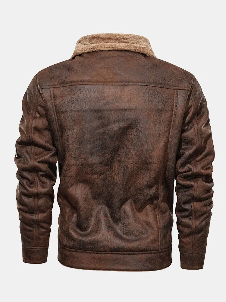 Regular Fit Faux Fur Lined Faux Suede Jacket sold by Hoooyi product image thumbnail 3