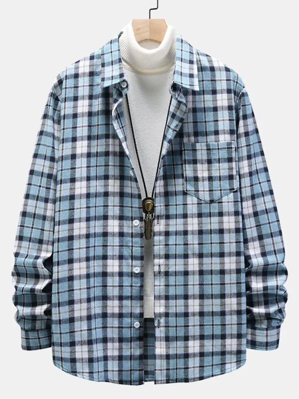 Plaid Button Up Shirt sold by Hoooyi