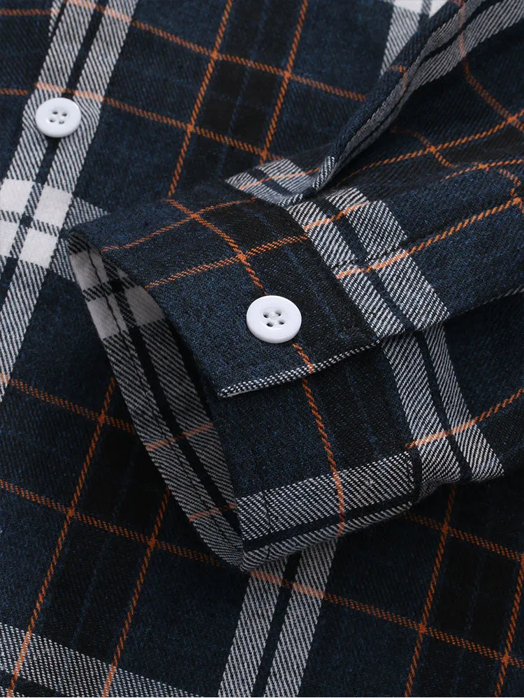 Contrast Plaid Button Up Hoodie Shirt sold by Hoooyi product image thumbnail 5