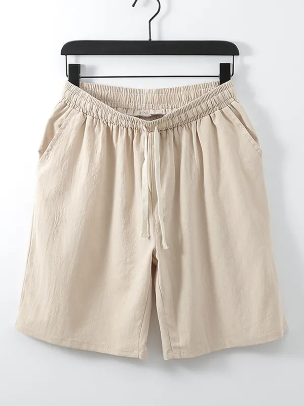 Man Cotton Drawstring Shorts sold by Hoooyi