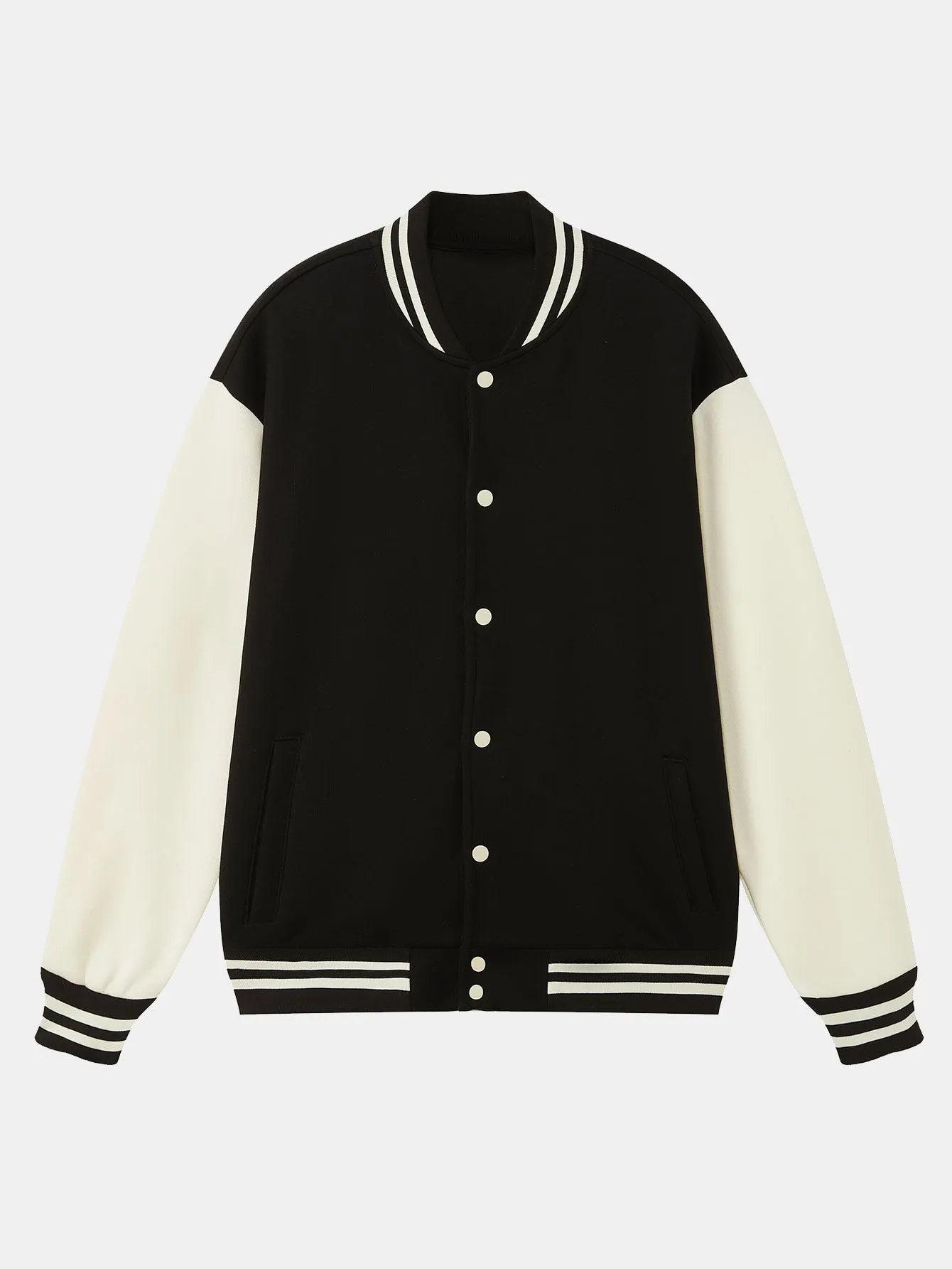Jersey Contrast Preppy Jacket sold by Hoooyi
