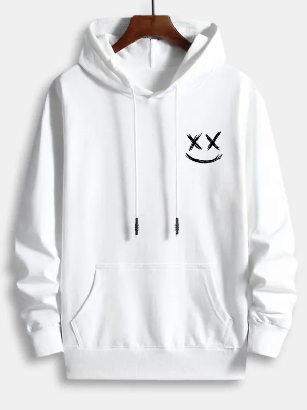Smiley Print Cotton Hoodie made by Hoooyi