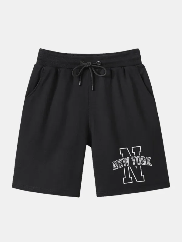 New York Print Mid Length Shorts sold by Hoooyi