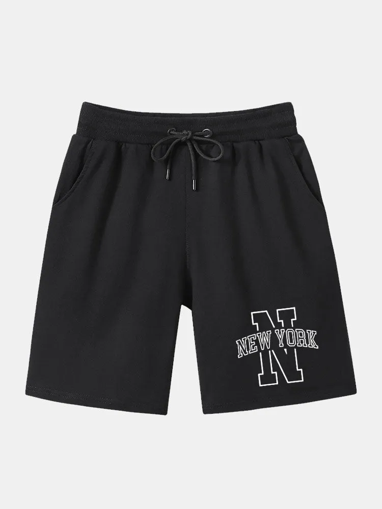New York Print Mid Length Shorts sold by Hoooyi