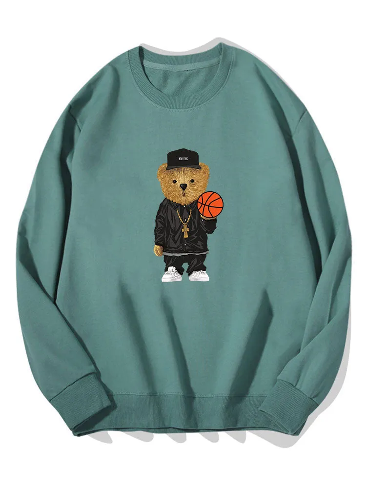 Basketball Bear Print Cotton Sweatshirt sold by Hoooyi product image thumbnail 4