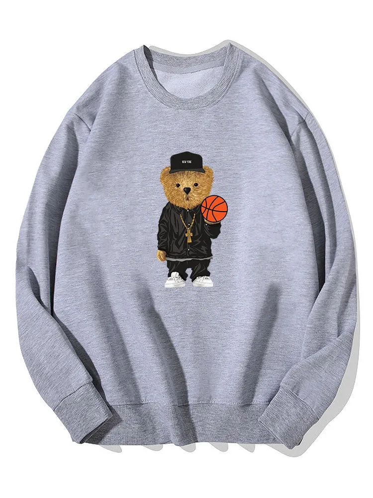 Basketball Bear Print Cotton Sweatshirt sold by Hoooyi product image thumbnail 2