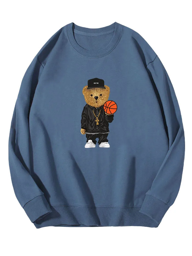 Basketball Bear Print Cotton Sweatshirt sold by Hoooyi product image thumbnail 5