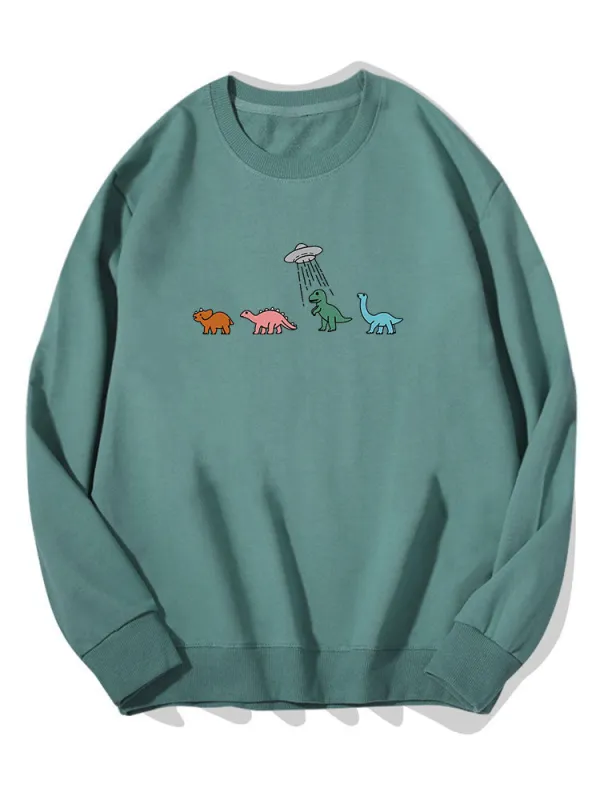 Cartoon Dinosaur Print Cotton Sweatshirt sold by Hoooyi