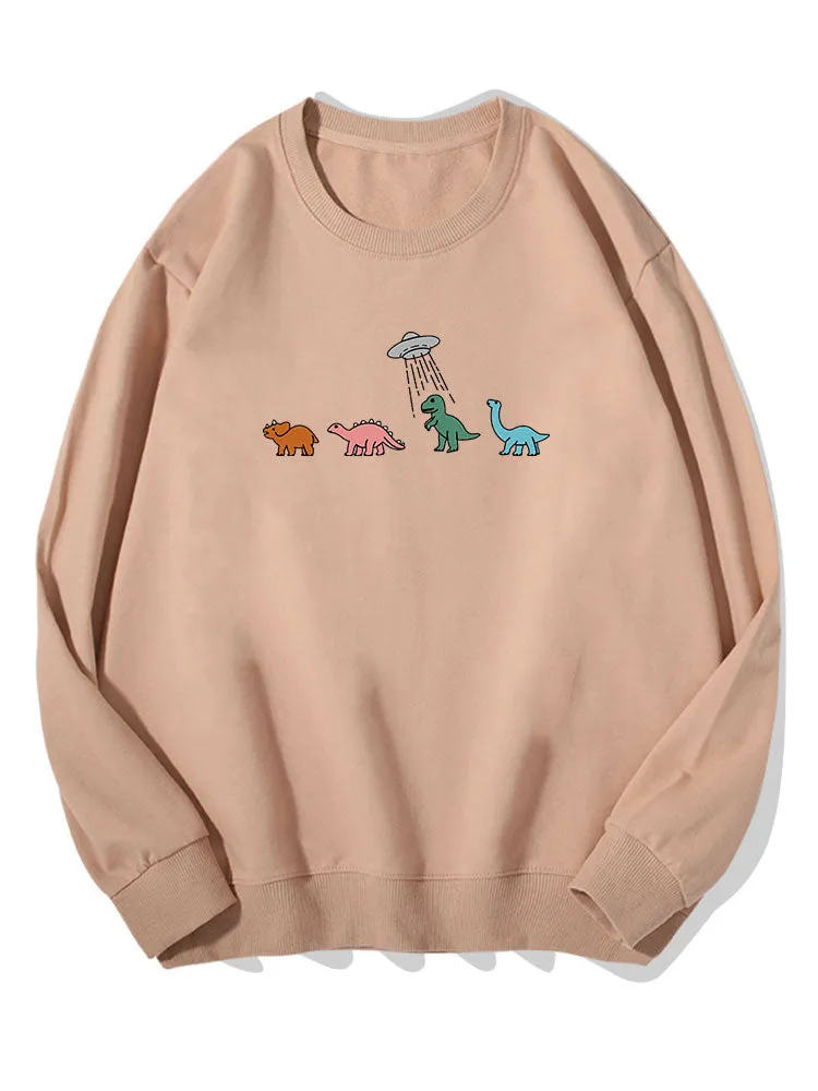 Cartoon Dinosaur Print Cotton Sweatshirt sold by Hoooyi product image thumbnail 4