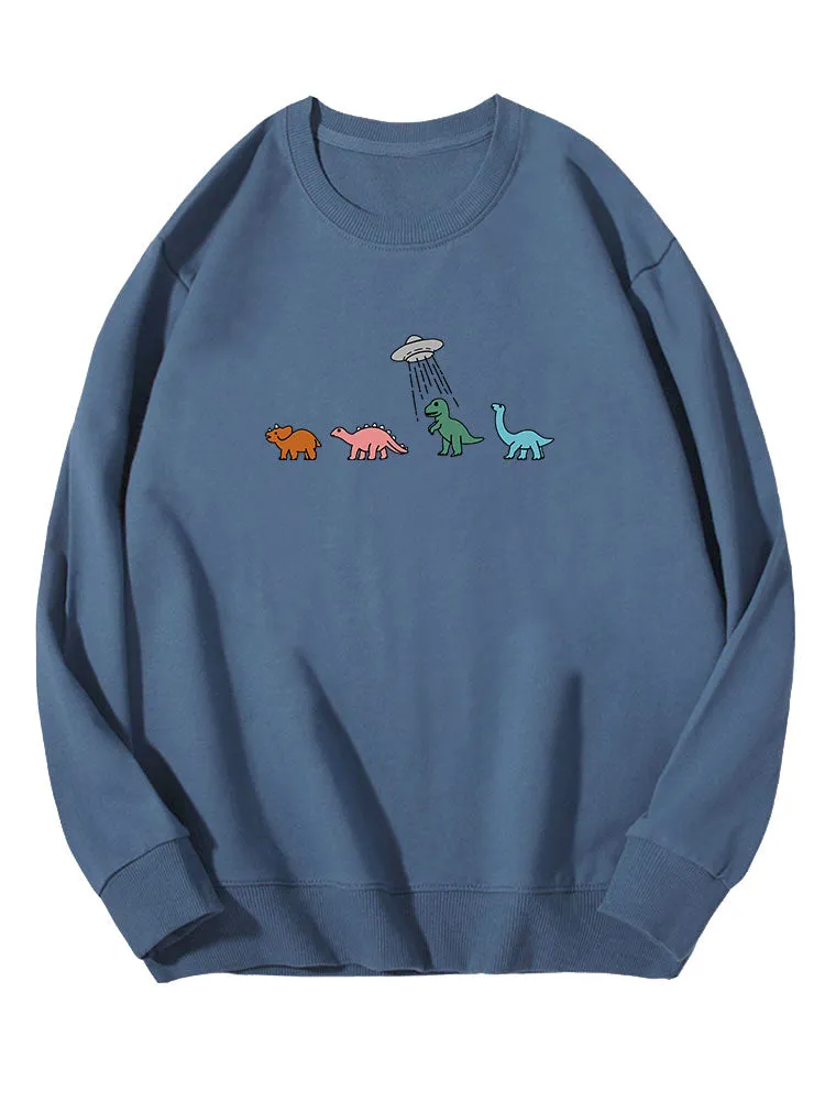 Cartoon Dinosaur Print Cotton Sweatshirt sold by Hoooyi product image thumbnail 5