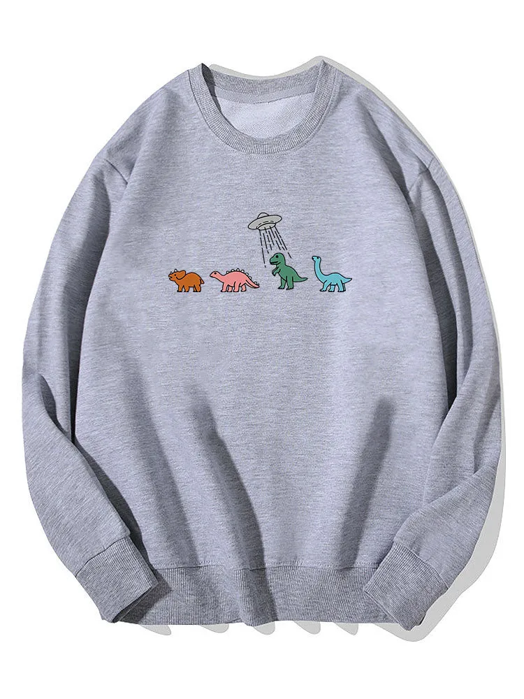 Cartoon Dinosaur Print Cotton Sweatshirt sold by Hoooyi product image thumbnail 2