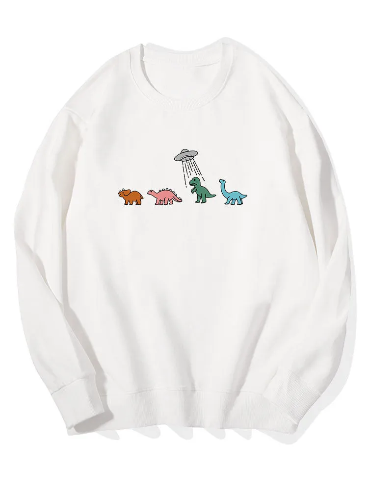 Cartoon Dinosaur Print Cotton Sweatshirt sold by Hoooyi product image thumbnail 3