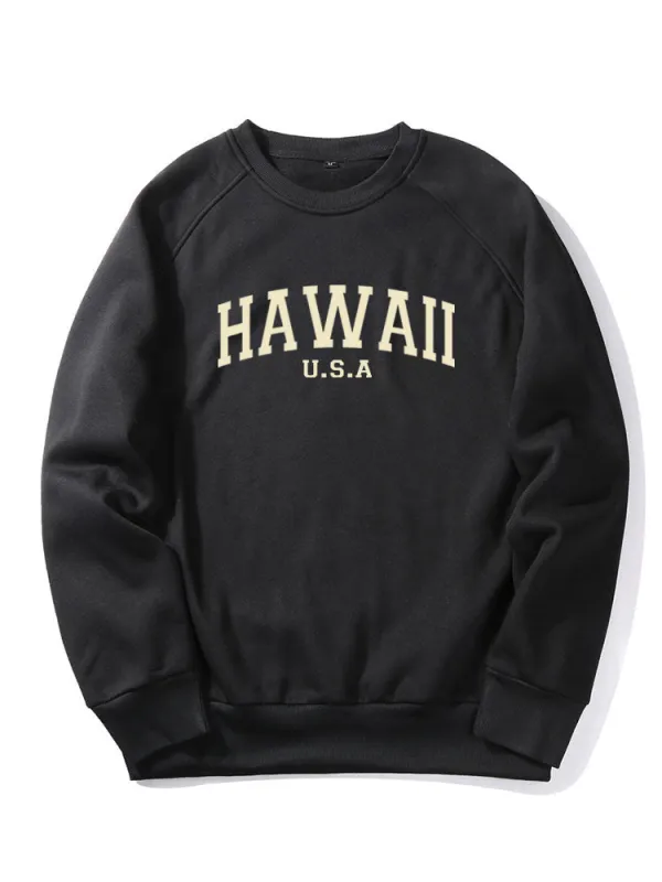 Hawaii Letter Print Sweatshirt made by Hoooyi