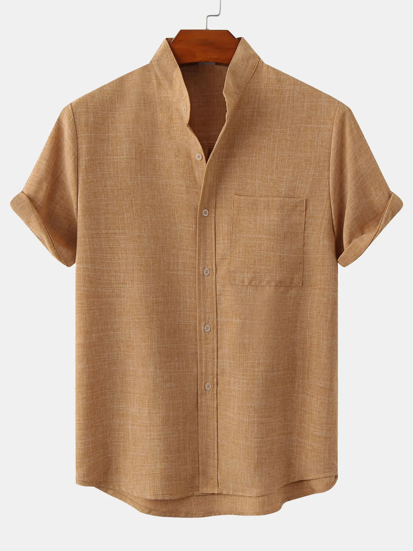 Man Stand Collar Shirt Whit Pocket sold by Hoooyi product image thumbnail 5