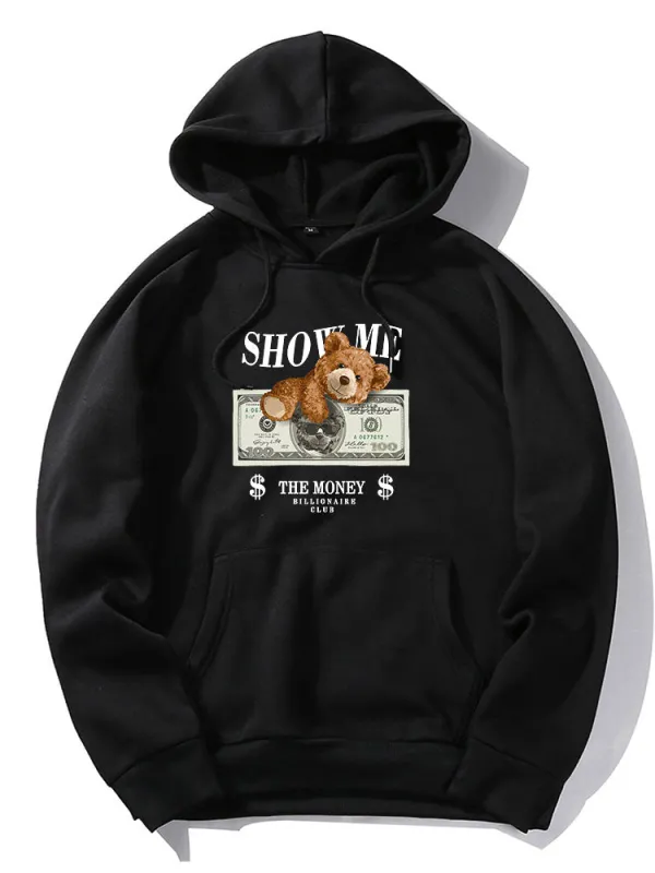 Money Bear Print Hoodie sold by Hoooyi